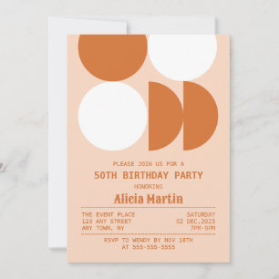 Invitación Patrón de Naranja geométrico de círculo retro Cump