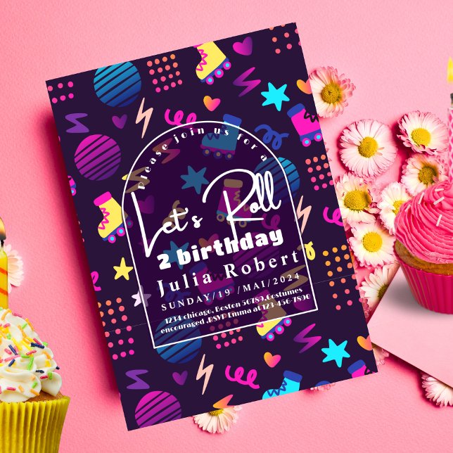 Invitación Patrón de natalidad de patinaje sobre ruedas, fies (Subido por el creador)