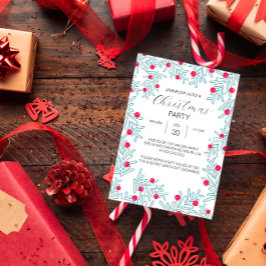 Invitación Patrón de Navidad de Rama de Pino Moderna y Bayas 