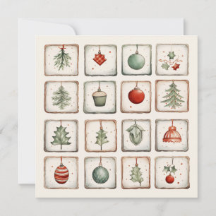 Invitación Patrón de Navidades lineales de color de agua