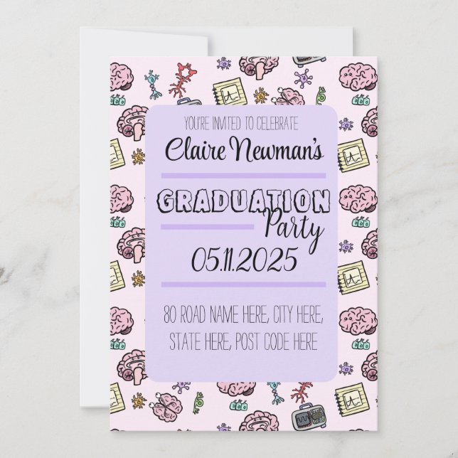 Invitación Patrón de neurociencia lindo (Anverso)