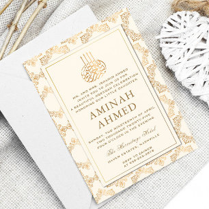 Invitación Patrón de ornamentos de oro Aqiqa Aqeqa bebé islám