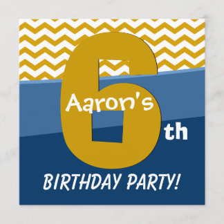 Invitación Patrón De Oro De Cumpleaños De Seis Años Para Boy