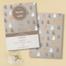 Patrón de Oso Cuto Género Baby Shower Neutral