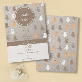 Invitación Patrón de Oso Cuto Género Baby Shower Neutral