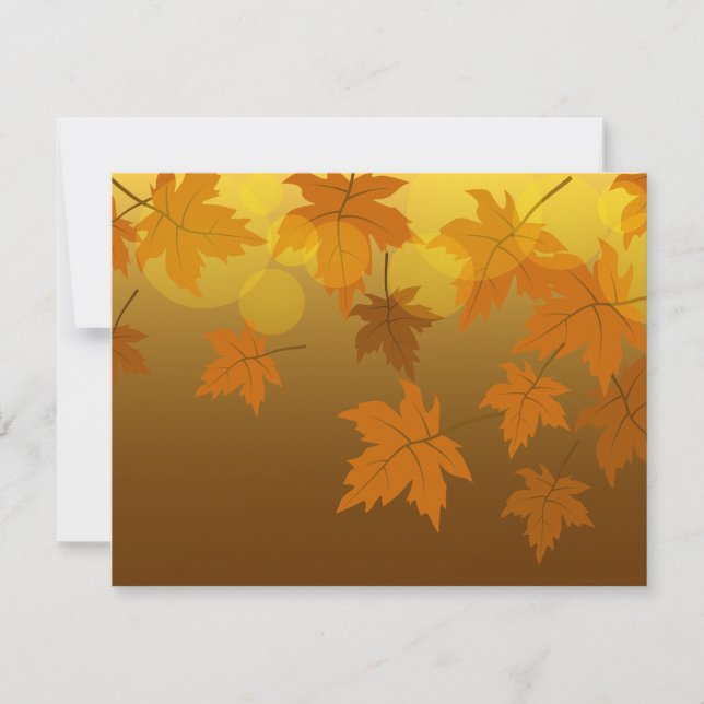 Invitación Patrón de otoño con hojas de arce cayendo y bokeh (Anverso)