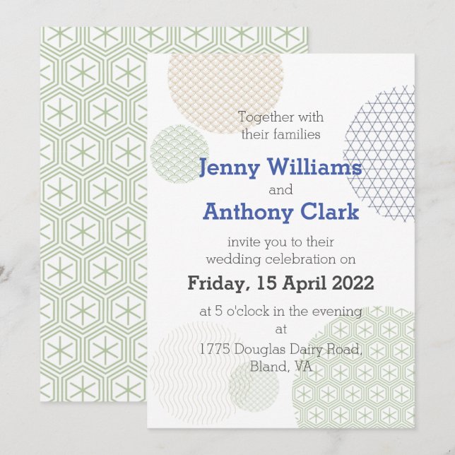 Invitación Patrón de papel japonés moderno (Anverso / Reverso)