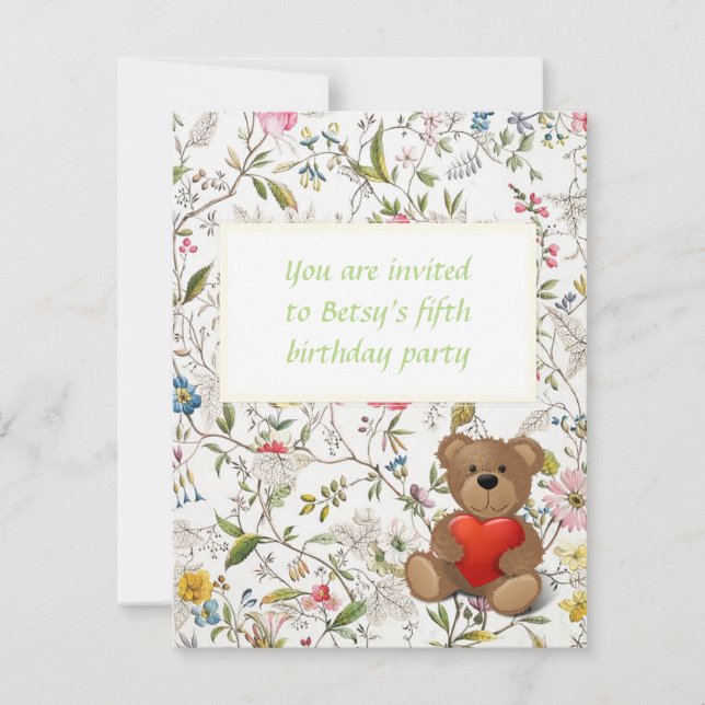 Invitación Patrón de papel tapiz floral (Anverso)