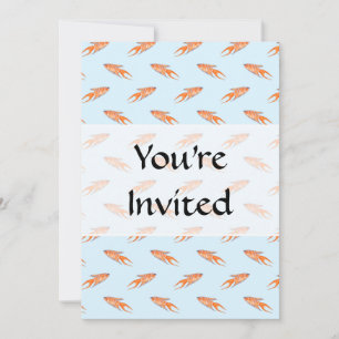 Invitación Patrón de peces paraíso en azul.
