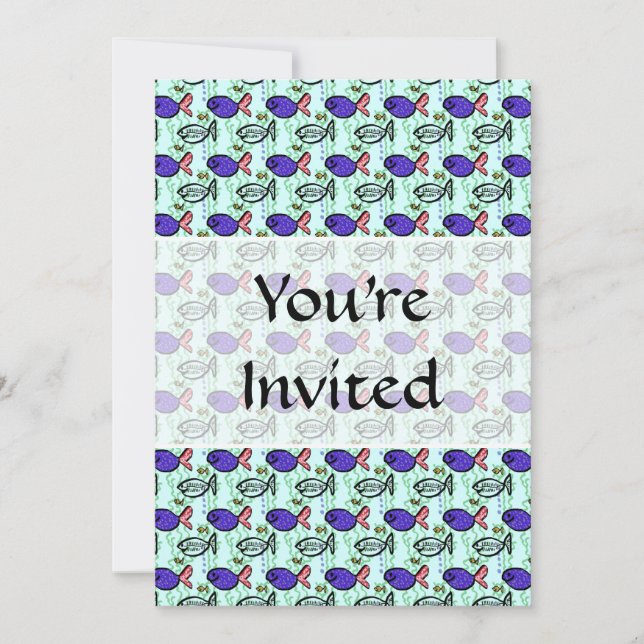 Invitación Patrón de peces. Pescado Fantasma Azul. (Anverso)