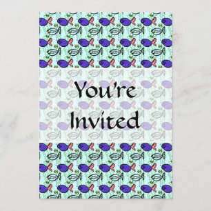 Invitación Patrón de peces. Pescado Fantasma Azul.