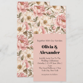 Invitación Patrón de peonías florecidas vintage
