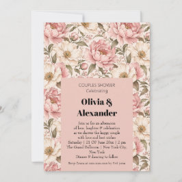 Invitación Patrón de peonías florecidas vintage