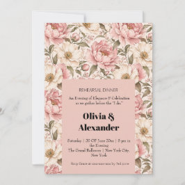 Invitación Patrón de peonías florecidas vintage