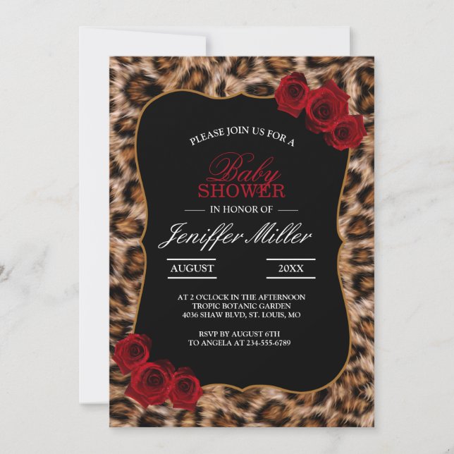 Invitación Patrón de piel de gato animal de leopardo (Anverso)