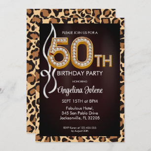 Invitación Patrón de piel de leopardo Fabuloso 50 cumpleaños