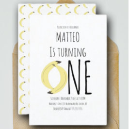 Invitación Patrón de primer cumpleaños de plátano moderno