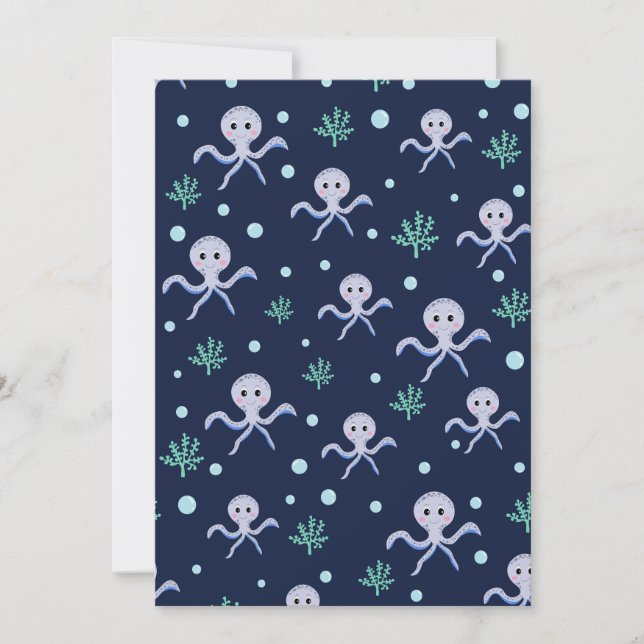 Invitación Patrón de pulpo bajo el mar (Anverso)