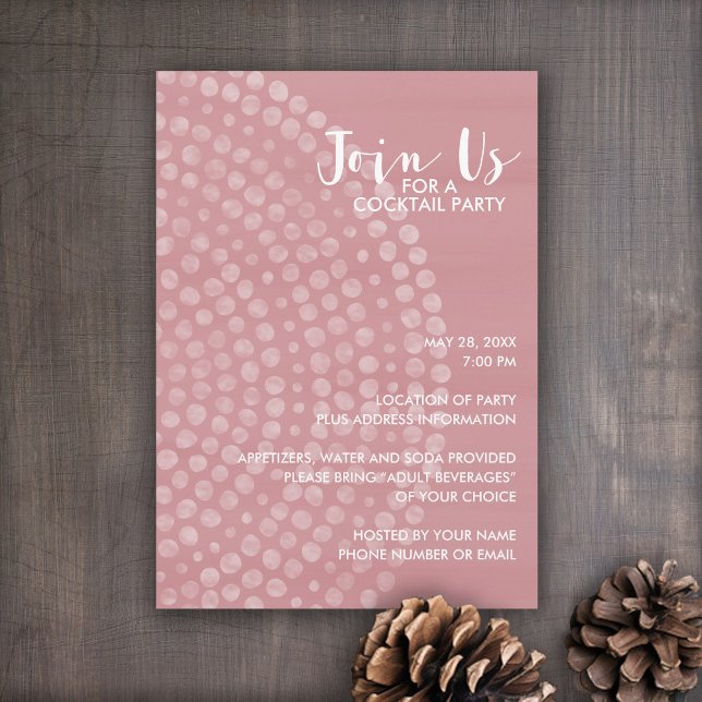 Invitación Patrón de punto circular moderno - Fiesta de cócte (Holiday invitation with boho dots and pastel colors.)
