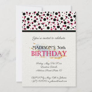 Invitación Patrón De Puntos Dibujados A Mano Pink And Black
