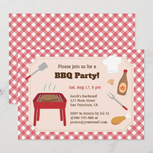 Invitación Patrón de rebanado rojo del Fiesta Bbq trasero