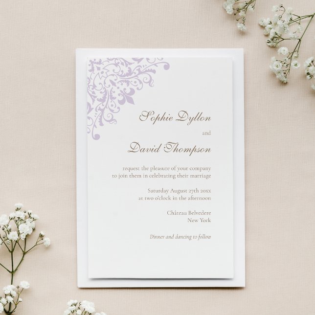 Invitación Patrón de Regencia Francesa Morada Fleur de Lis (Subido por el creador)