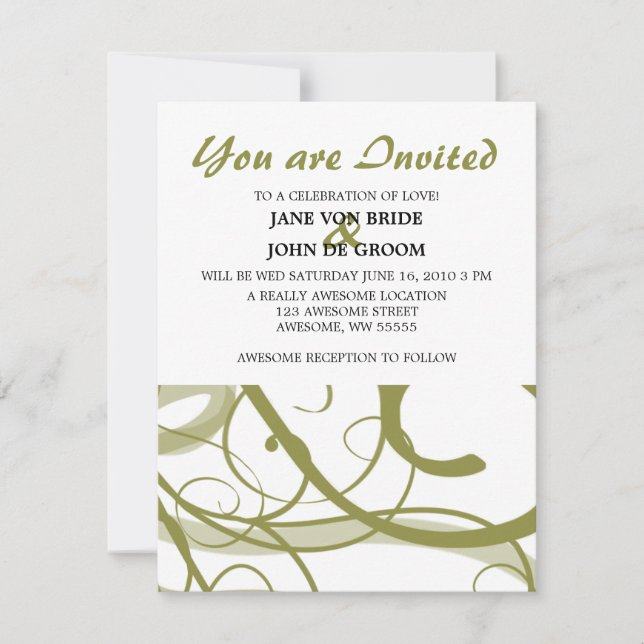 Invitación Patrón de remolinos de oro (Anverso)