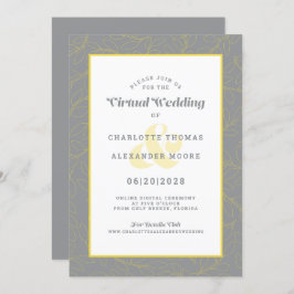 Invitación Patrón de resumen moderno gris amarillo y virtual