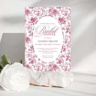 Invitación Patrón de rosa clásico Toile Floral Bridal Shower 