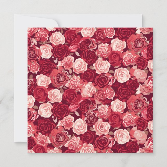 Invitación Patrón de rosa sin costuras Crimson & Blush (Anverso)
