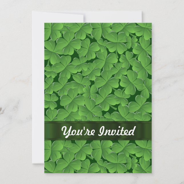 Invitación Patrón de shamrock verde (Anverso)