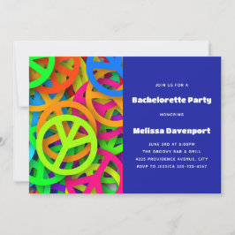 Invitación Patrón de signo de paz Groovy Sixties Bachelorette