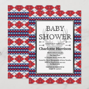 Invitación Patrón de suéter de arglos nórdicos Baby Shower de