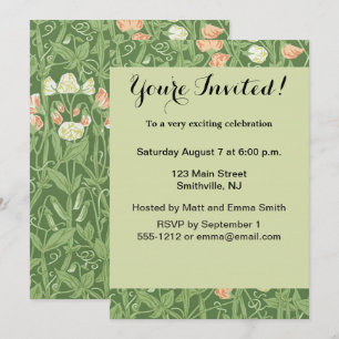 Invitación Patrón de Sweet Pea de William Morris Botánico Vin