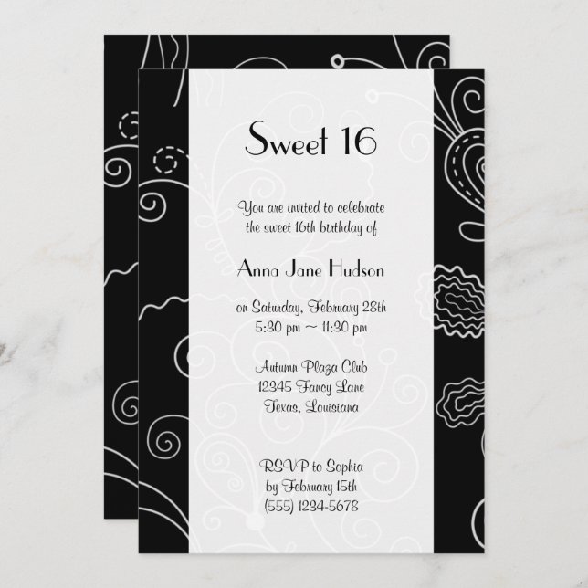 Invitación Patrón De Swirls, Patrón De Swirl, Swirly, Dulce 1 (Anverso / Reverso)