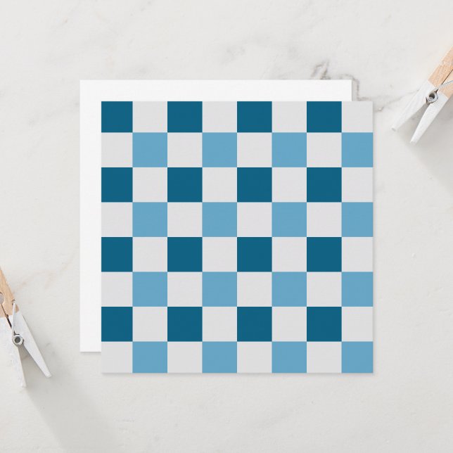 Invitación Patrón De Tablero Blanco Y Azul (Anverso/Reverso In Situ)