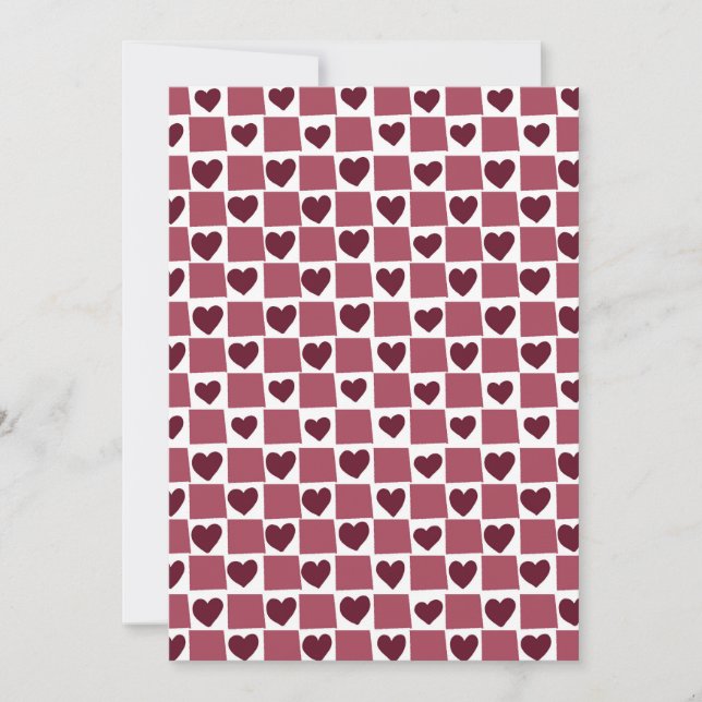 Invitación Patrón de tablero de corazones rojos (Anverso)