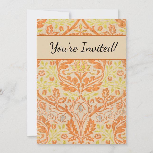 Invitación Patrón de Tapiz de masa dorada William Morris (Anverso)