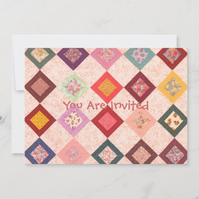 Invitación Patrón de tejidos coloridos (Anverso)