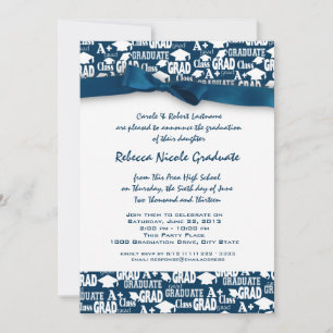 Invitación Patrón de texto de graduación con barra