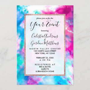 Invitación Patrón de tinte azul rosado de Guay Artsy Girly