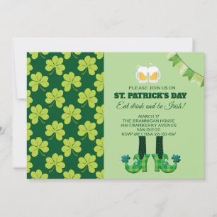 Invitación Patrón de trébol verde lindo día de San Patricio