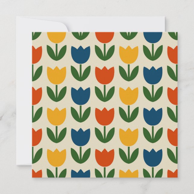 Invitación Patrón de Tulipán Colorido (Anverso)