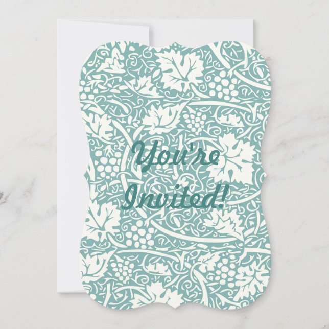 Invitación Patrón de uva William Morris turquesa (Anverso)