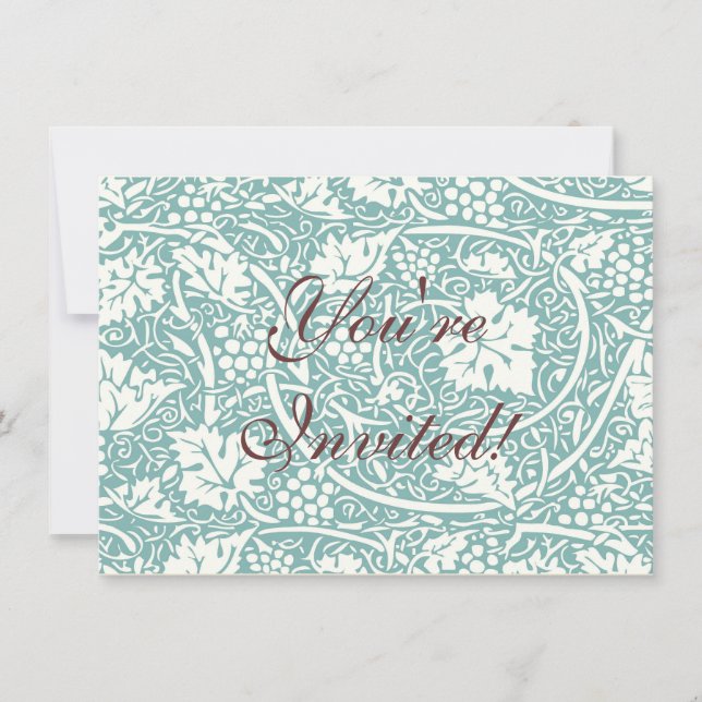 Invitación Patrón de uva William Morris Turquoise Verde azula (Anverso)
