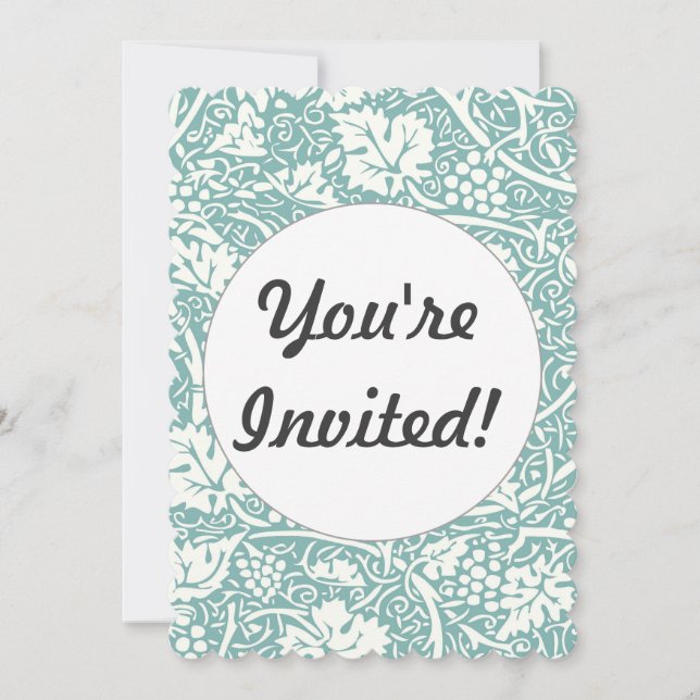Invitación Patrón de uva William Morris Turquoise Verde azula (Anverso)