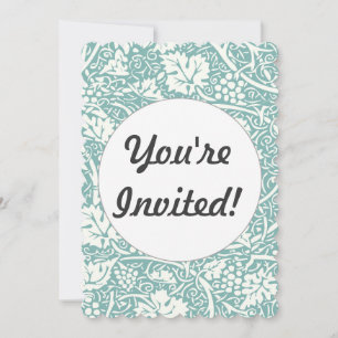 Invitación Patrón de uva William Morris Turquoise Verde azula