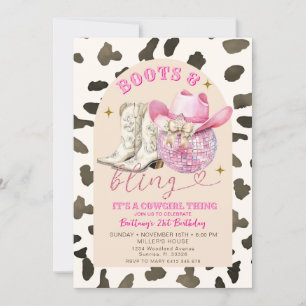 Invitación Patrón de vacas Boots occidentales y cumpleaños en