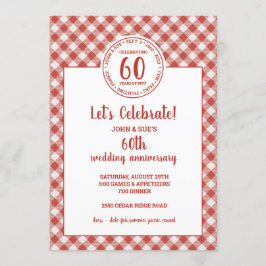 Invitación Patrón de verificación rojo de picnic de verano Fi
