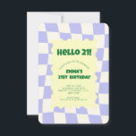 Invitación Patrón de verificador de maleza retro púrpura fies<br><div class="desc">Patrón de verificador de maleza retro púrpura fiesta de cumpleaños</div>